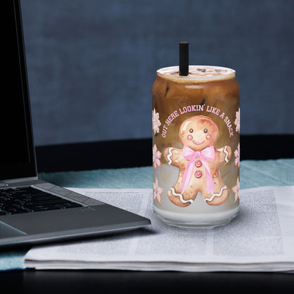 Gingerbread Man Can-shaped glass